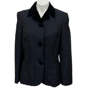 James Purcell Blazer 100% Silk Women 12 Purple Velvet Jacket Elegant Quiet Luxe